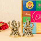Brass Lakshmi Ganesh Idol with Gift Box for Housewarming, Wedding & Gifting