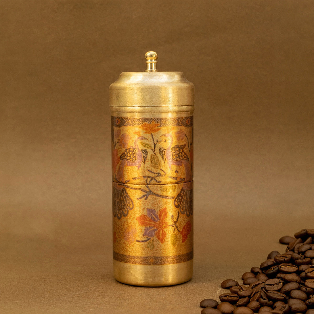 Brass Traditional Printed Filter Coffee Maker for Housewarming, Wedding & Gifting