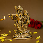 Brass Radha Krishna Idol for Pooja, Home Decor & Spiritual Gifting (Size -12.8cm )