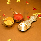 Pure Brass Kapoor Stand with Haldi Kumkum Holder Combo for Pooja & Temple Decor