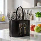 4 Compartment Metal Cutlery Holder with Handle