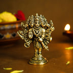 Pure Brass Panchmukhi Hanuman Idol for Pooja & Home Decor