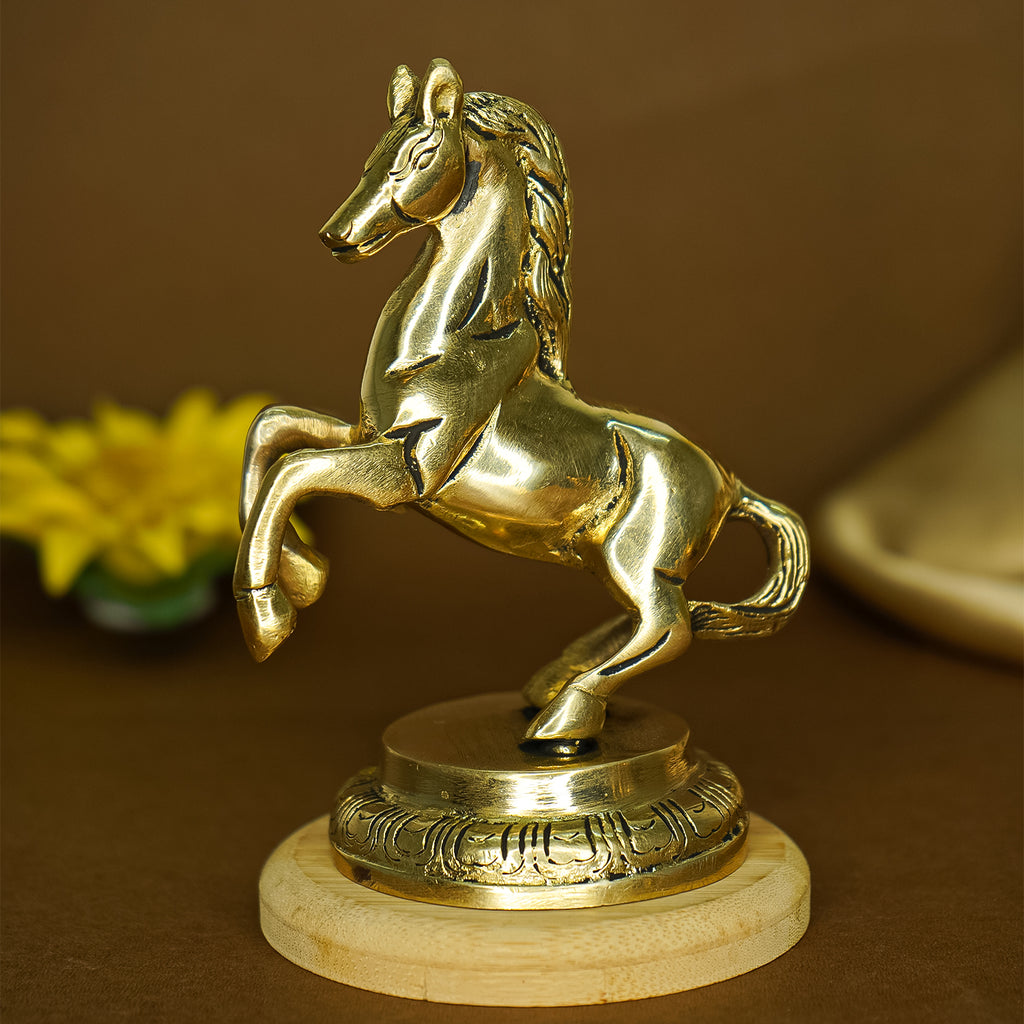 Pure Brass Jumping Horse Showpiece for Home Decor, Office Decor & Gifting