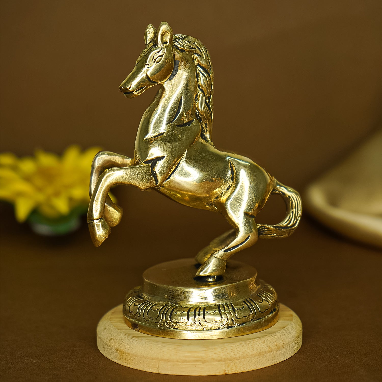 Pure Brass Jumping Horse Showpiece for Home Decor, Office Decor & Gifting