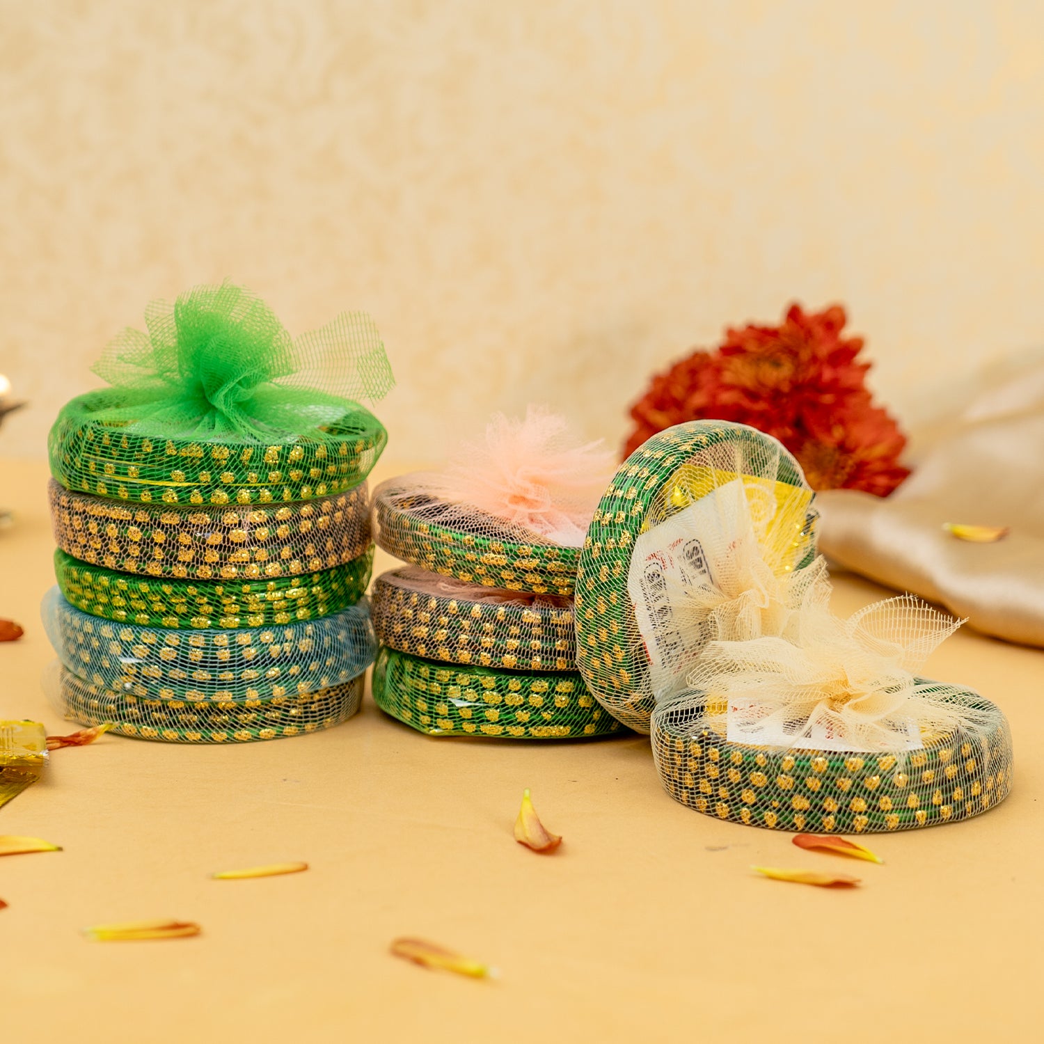 Haldi Kumkum Bangles Return Gifts Set of 10 for Wedding & Festive Gifting