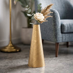 Tapered Golden Metal Vase for Home Decor, Living Room & Gifting