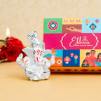 999 Silver Plated Ganesh Ganesha Idol with Gift Box for Housewarming, Wedding & Gifting