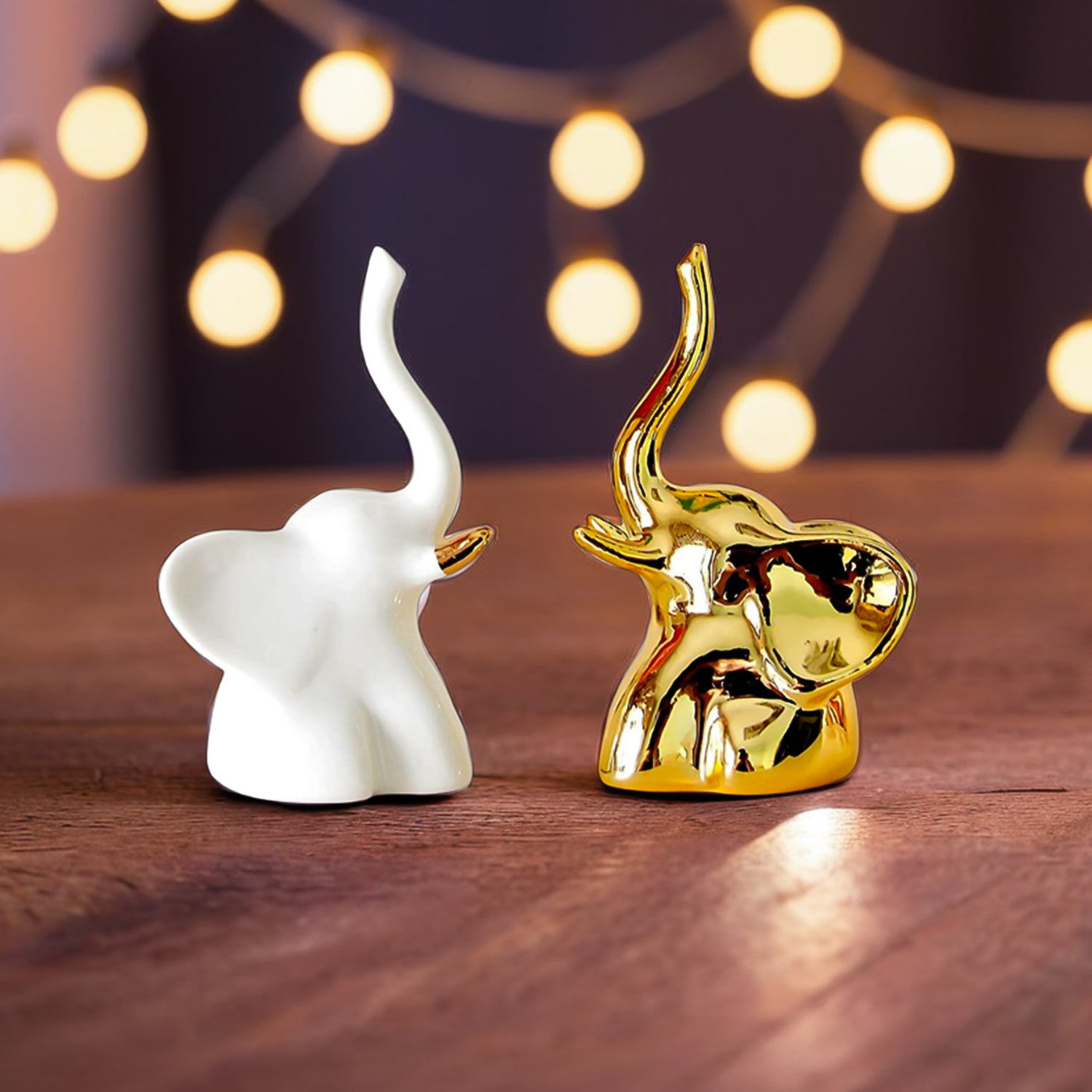 Ceramic Elephant Pair Showpiece for Home Decor & Gifting
