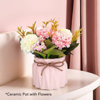 Chrysanthemum Artificial Flowers with Ceramic Vase for Home Decor , Office & Table Decoration