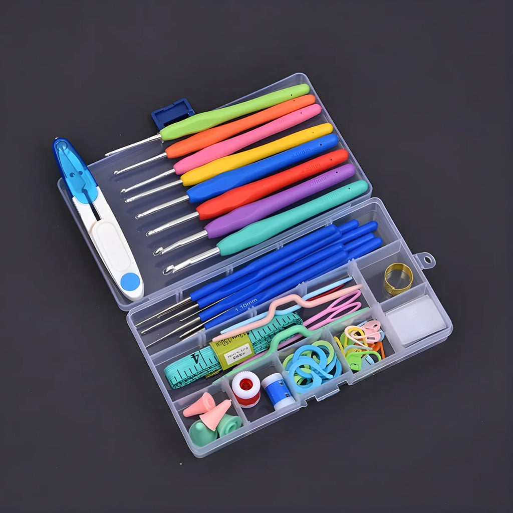 Crochet Beginner Kit with Hooks, Needles & Tools for DIY Craft Learning