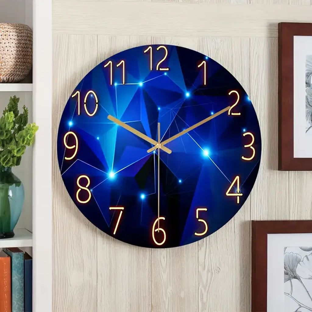Modern Geometric Wall Clock (Size - 12 Inches) for Home, Bedroom & Office Decor