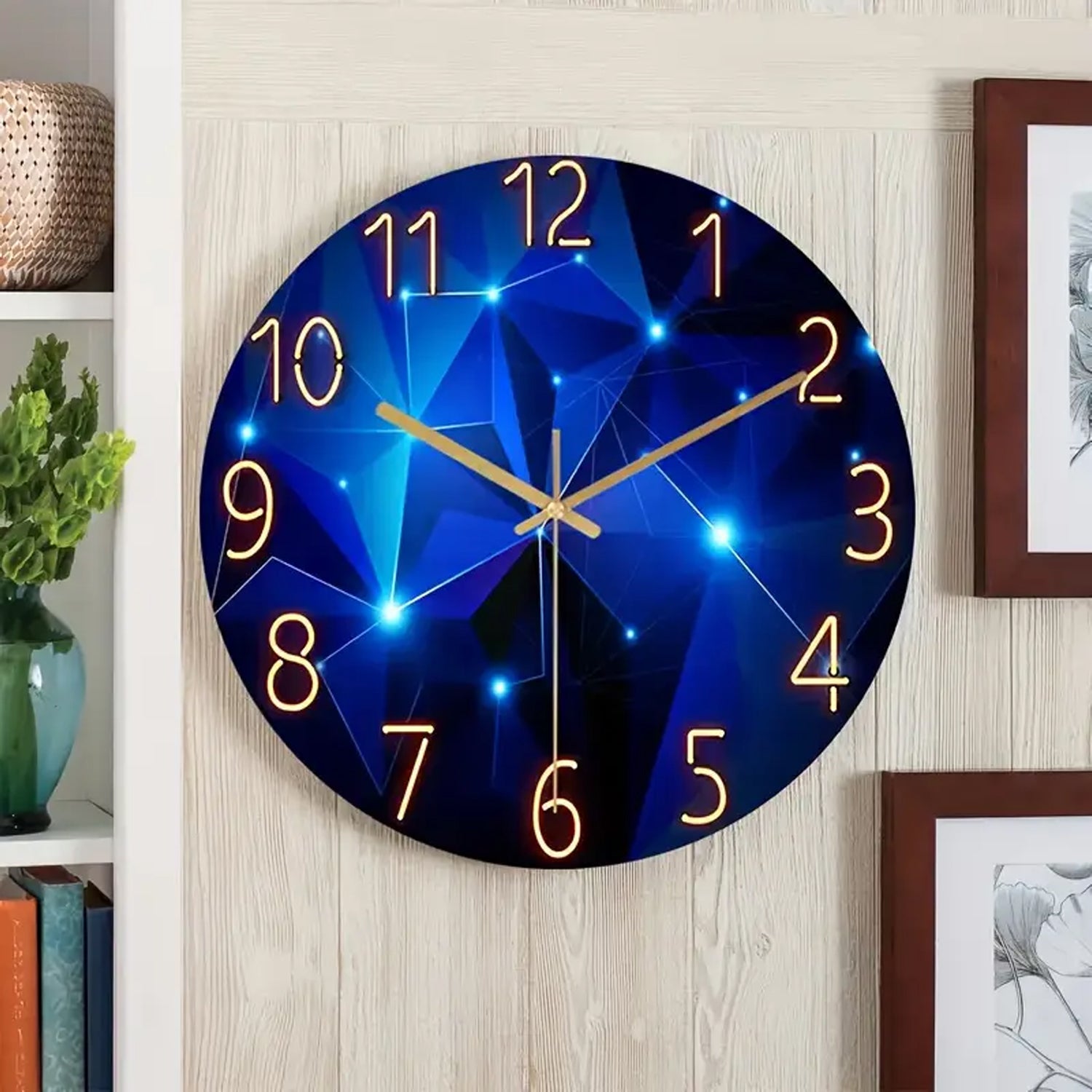 Modern Geometric Wall Clock (Size - 12 Inches) for Home, Bedroom & Office Decor