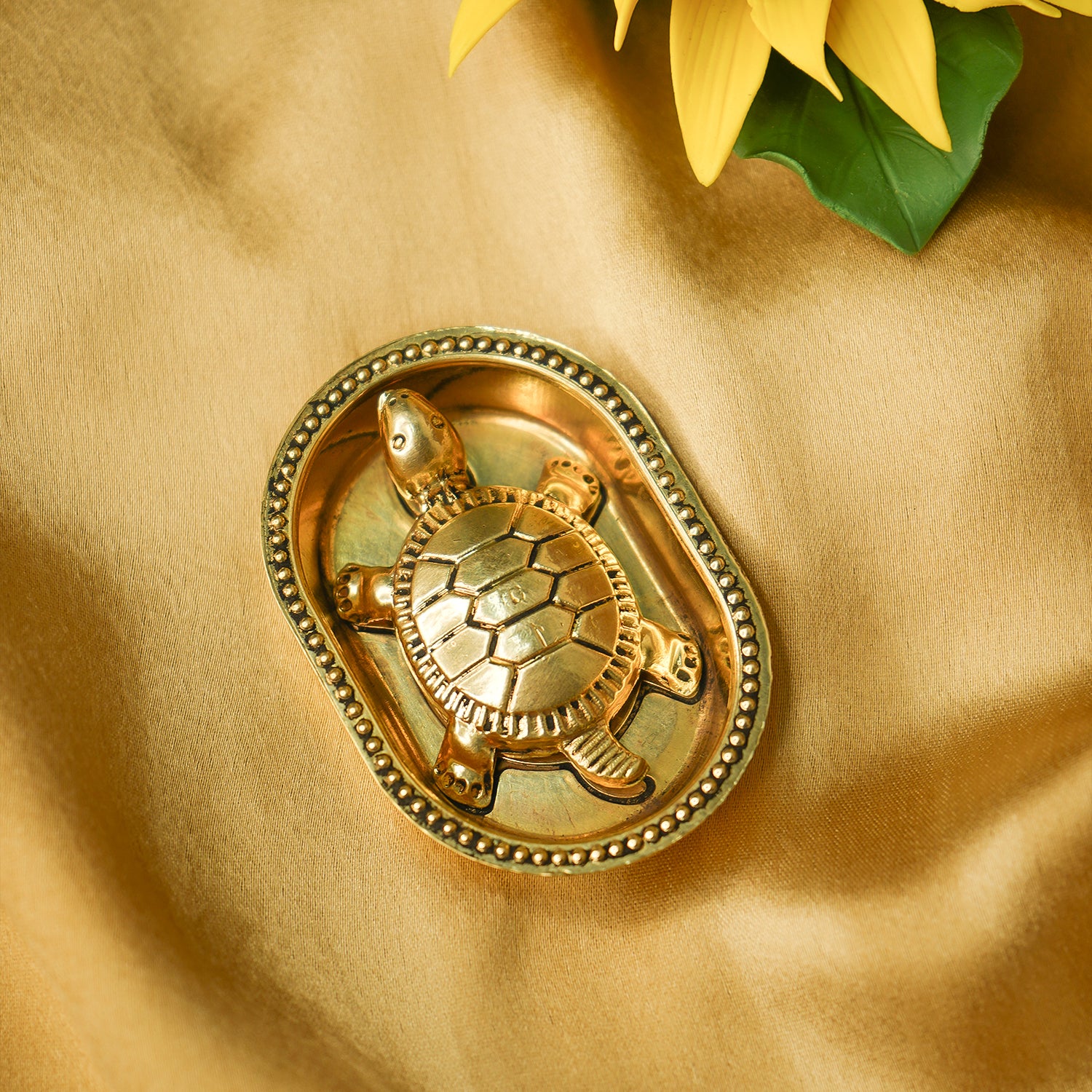 Brass Tortoise Vastu Idol for Home Decor, Office Desk & Gifting