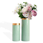 Metal Green Flower Vase Set of 2 for Home Decor, Table Decor & Gifting