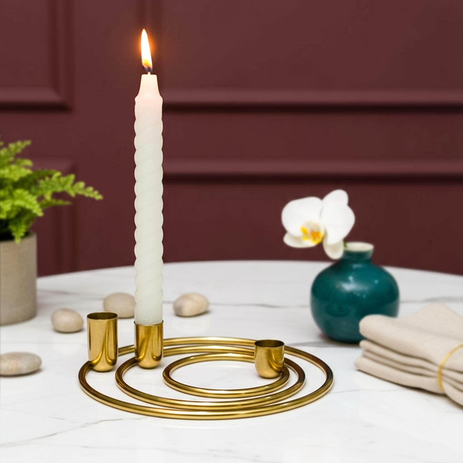 Metal Candle Holder Stand Set of 3 for Home Decor & Table Styling
