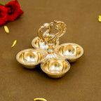 Brass Peacock Haldi Kumkum Holder for Pooja Rituals, Festivals & Spiritual Gifting