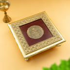 Gold Toned Wooden Lakshmi Chowki for Pooja, Home Temple & Festive Gifting
