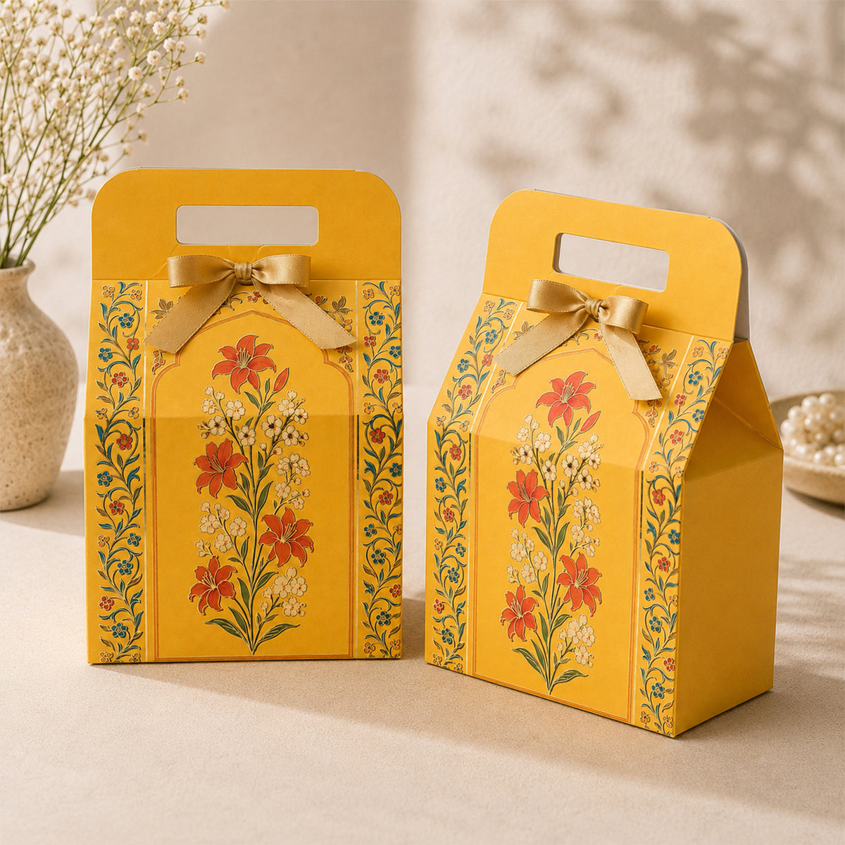 Traditional Multipurpose Foldable Gift Hamper Box Set of 2 (20.5 x 10 x 31 cm)