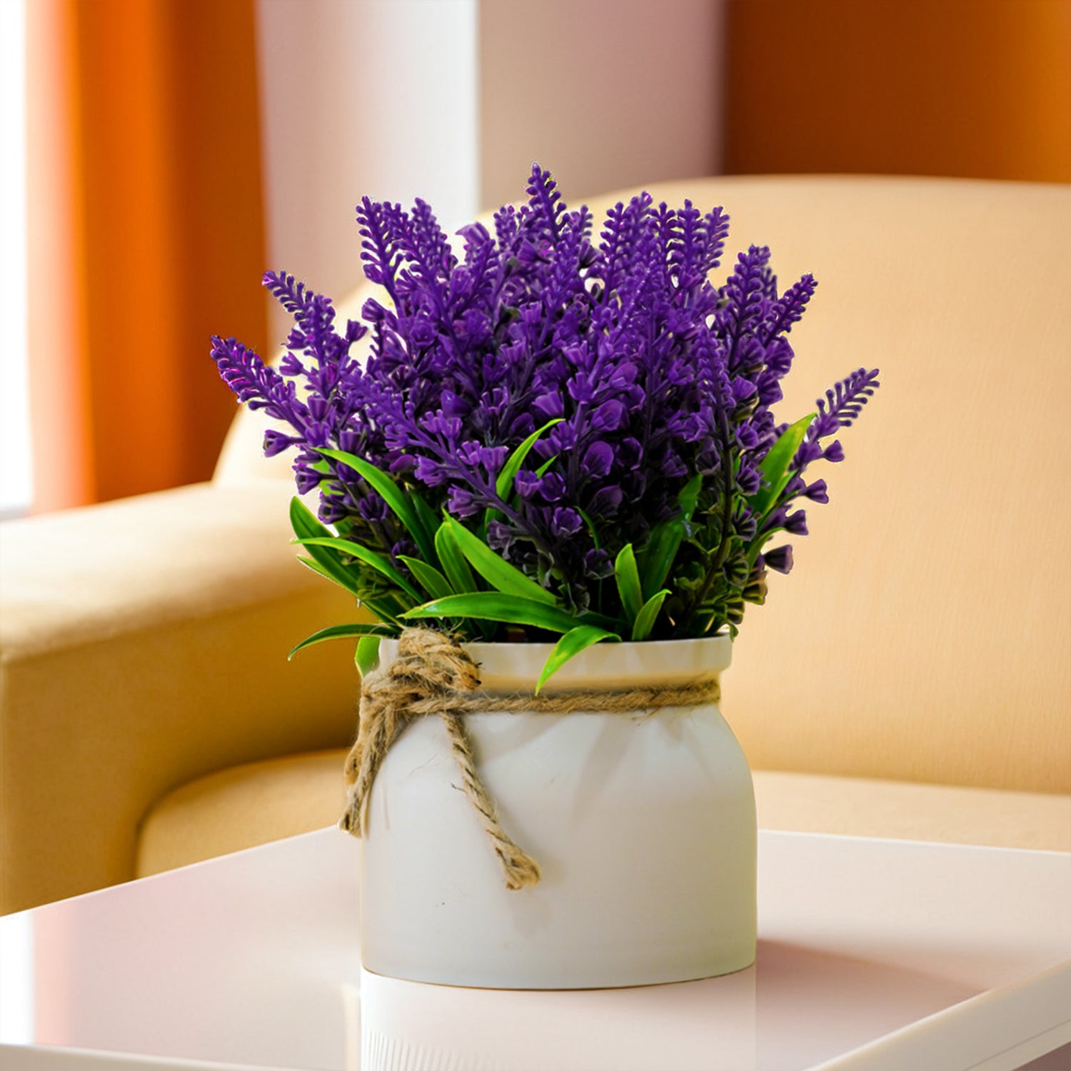 Lavender Artificial Flower with Pot for Home Decor, Office Table & Gifting