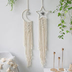 Macrame Moon & Star Wall Hanging Set for Bedroom & Home Decor