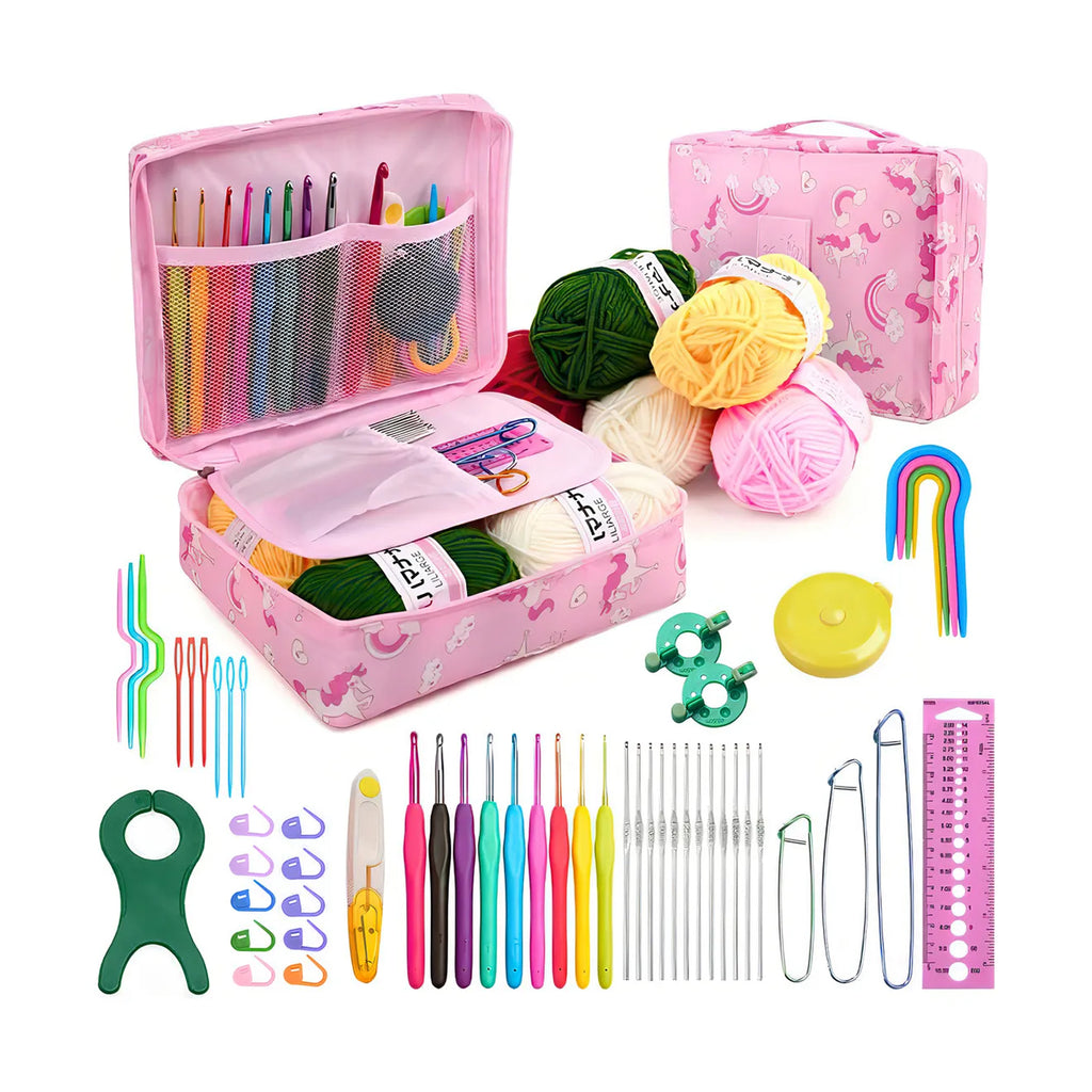Crochet Kit for Beginners with Yarn, Hooks, Needles & Accessories