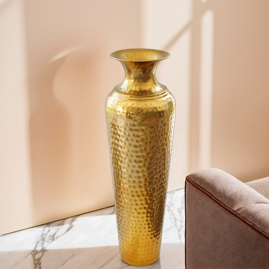 Golden Metal Vase for Home Decor, Living Room & Gifting