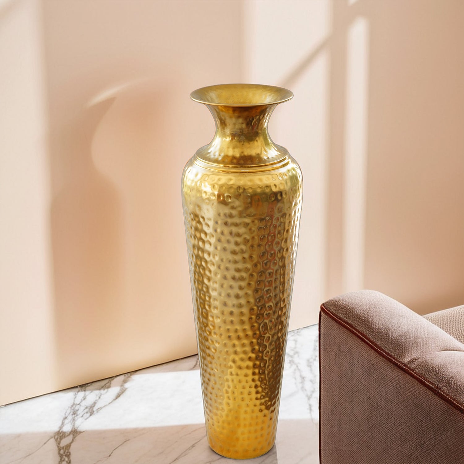 Golden Metal Vase for Home Decor, Living Room & Gifting