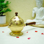 Metal Dhoop Dani with Wooden Holder for Pooja & Home Decor