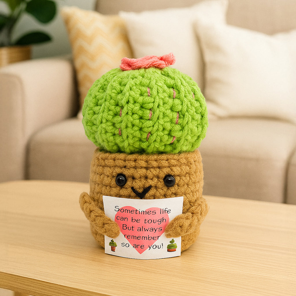 Crochet Cactus Plant with Message for Home Decor & Gifting