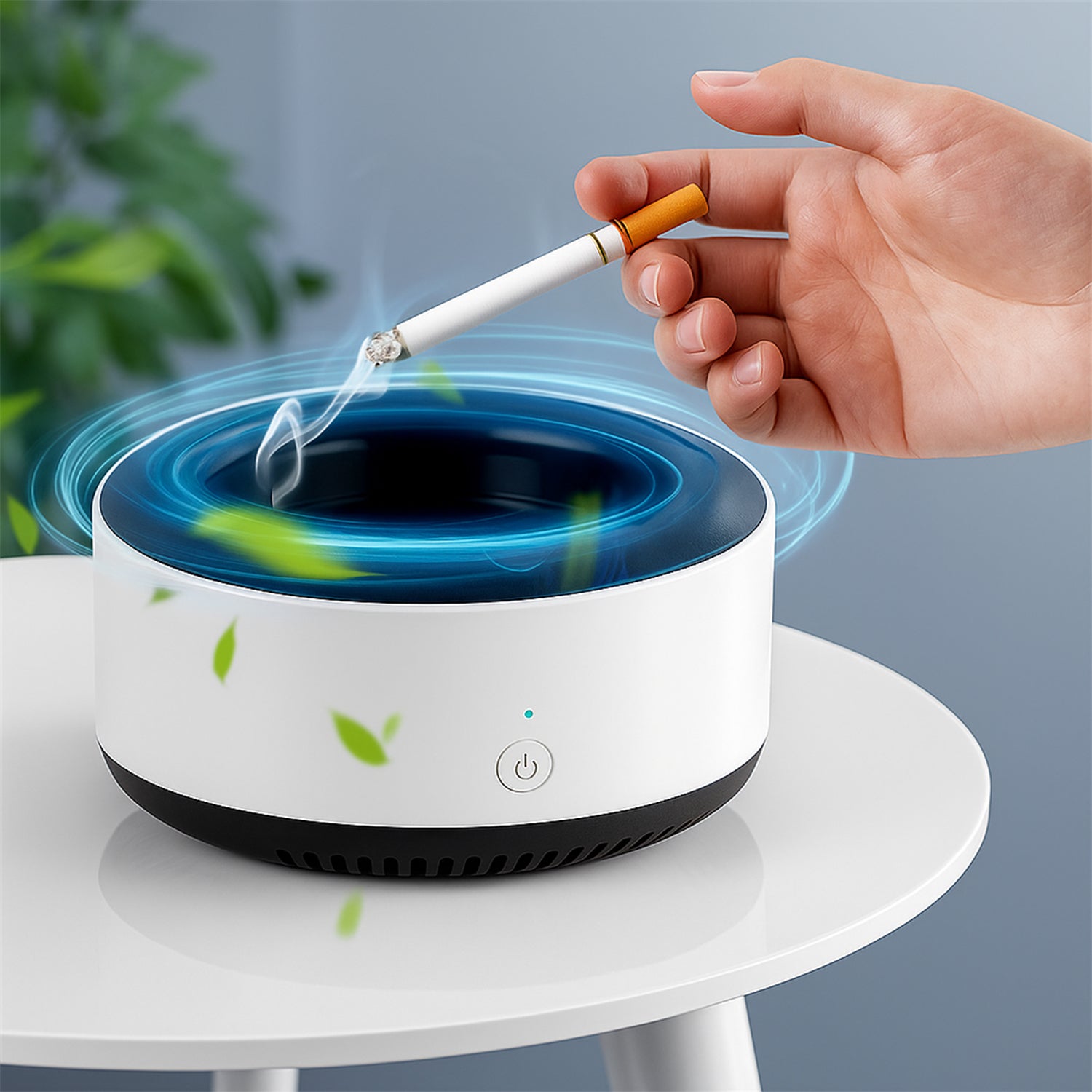 2-in-1 Smart Ashtray with Instant Odor Removal for Home, Office & Outdoor Use