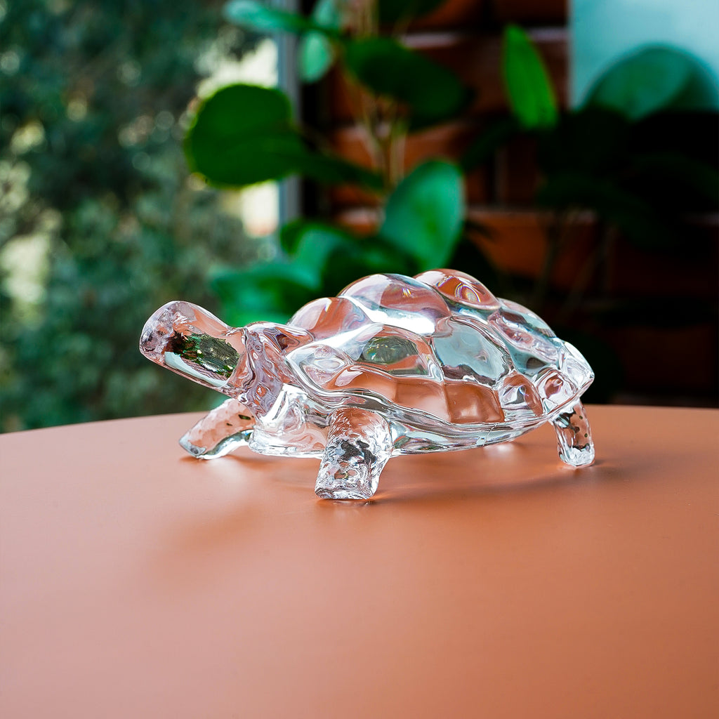 Crystal Glass Tortoise Showpiece for Home Decor & Gifting