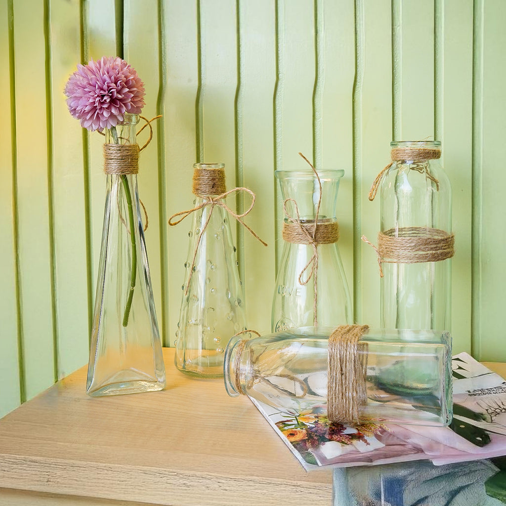 Glass Bud Vases Set of 5 for Home Decor & Gfting