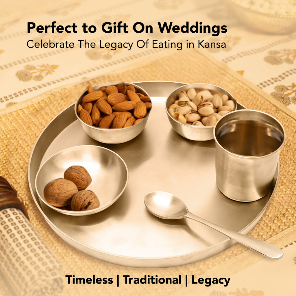 Bronze Kansa Thali Set of 6 Pieces for Home, Dining & Gifting