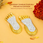 999 Silver Plated Lakshmi Charan Paduka with Gift Box for Housewarming , Wedding, Vastu & Gifting