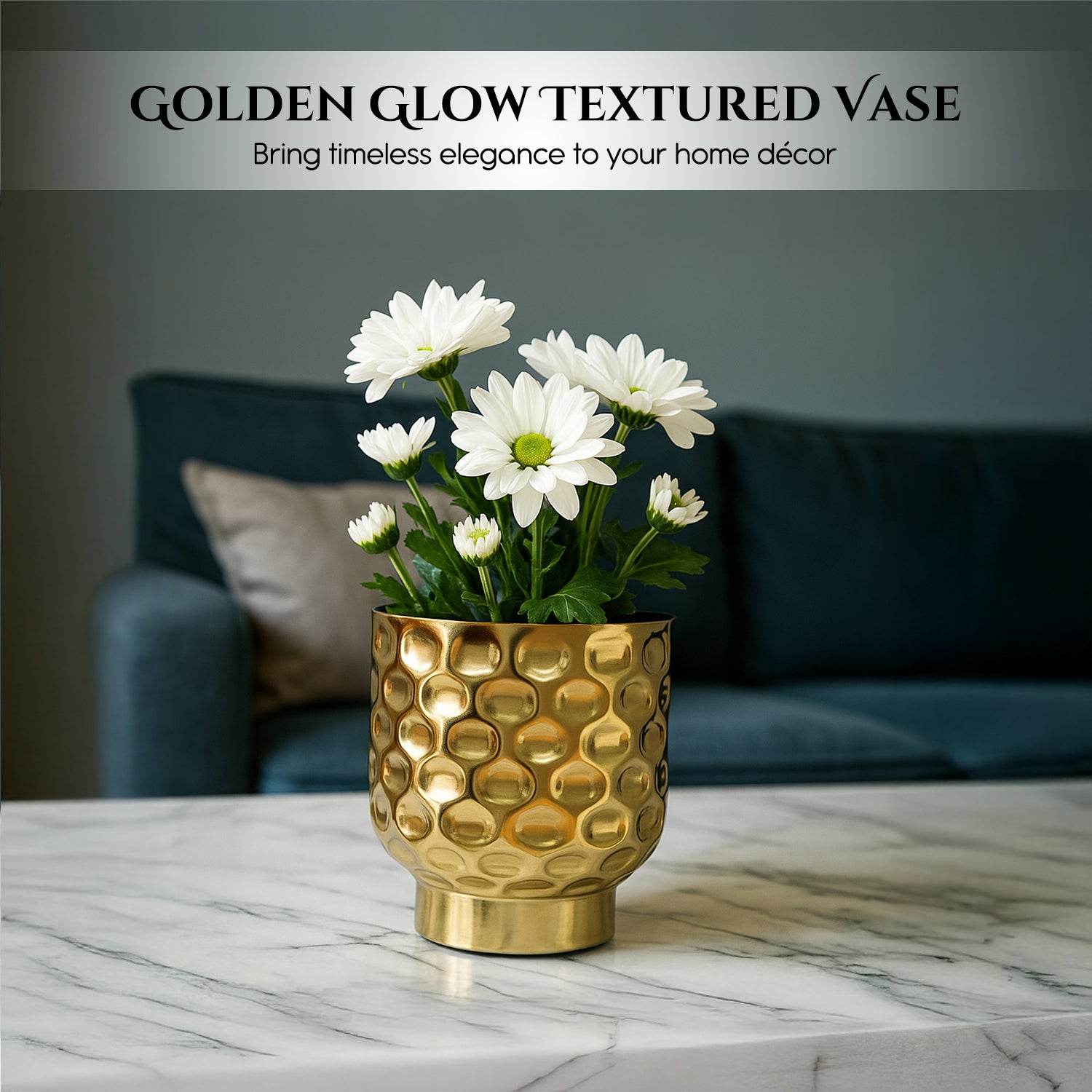 Gold Metal Planter for Indoor , Living Room & Office Decor