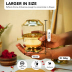 Brass Akhand Jyot Diya with Adjustable Bati Knob & Glass Cover for Puja(250 ML)