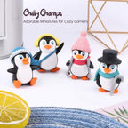 Penguin Miniature Toy Set of 4 for Car Dashboard, Office Desk & Home Decor