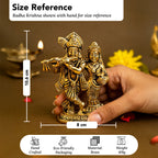 Brass Radha Krishna Idol (Size: 10.6 cm) for Pooja Room, Home Decor & Spiritual Gifting