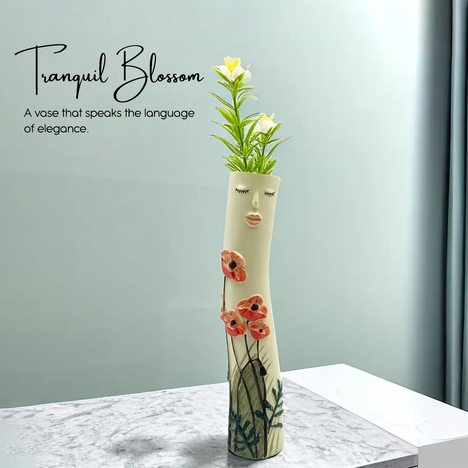 Resin Quirky Face Flower Vase for Home Decor, Office Desk, Living Room & Gifting