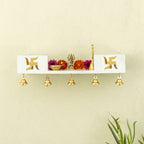 Wooden Wall Mounted Temple with Bells for Puja , Office & Home Decor