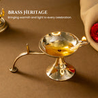 Brass Diya with Stand for Puja & Home Decor