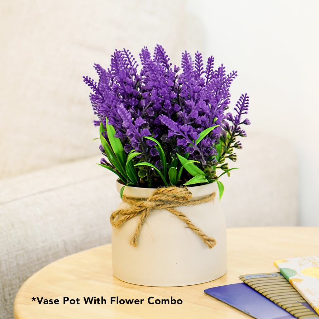 Lavender Artificial Flower with Pot for Home Decor, Office Table & Gifting