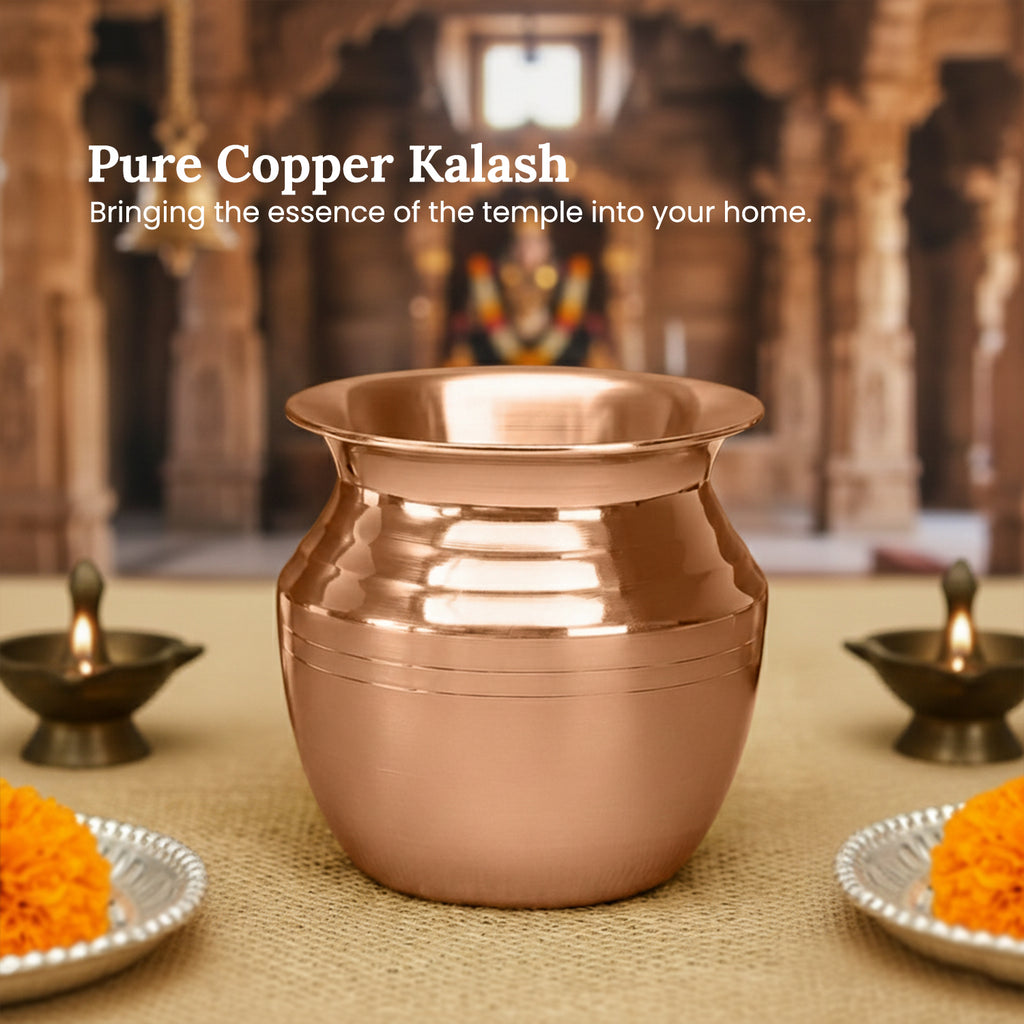 Pure Copper Kalash for Pooja, Temple Use & Gifting