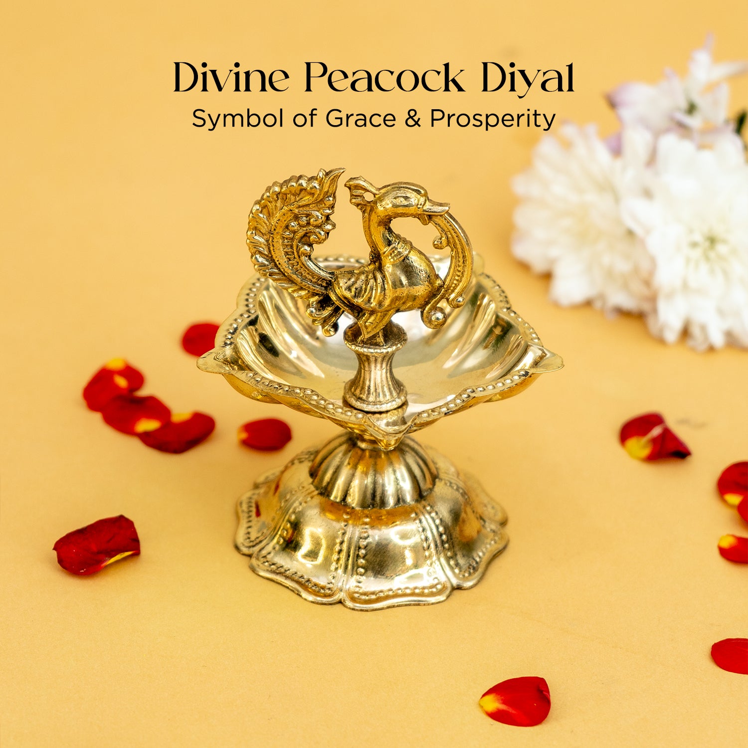 Brass Peacock Panchdeep Diya for Pooja & Home Decor
