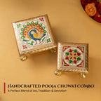 Wooden Chowki Set of 2 for God Idols & Puja Decoration