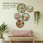 Tropical Art Metal Wall Hanging Plates Set of 5 for Living Room & Home Decor