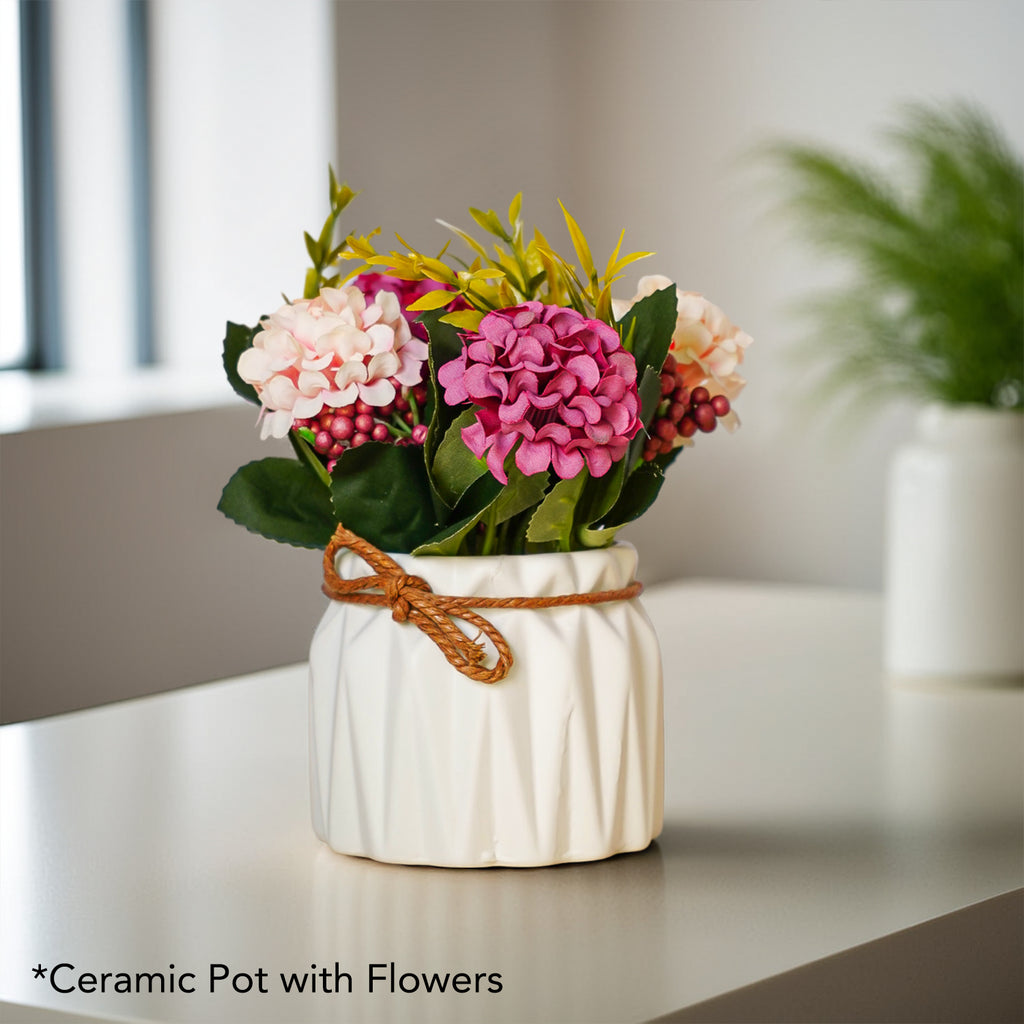 Ceramic Chrysanthemum Artificial Flower Vase for Home Decor & Table Decoration