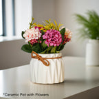 Ceramic Chrysanthemum Artificial Flower Vase for Home Decor & Table Decoration