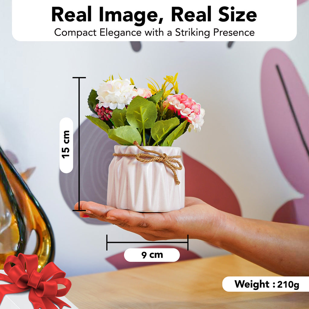 Chrysanthemum Artificial Flowers with Ceramic Vase for Home Decor , Office & Table Decoration