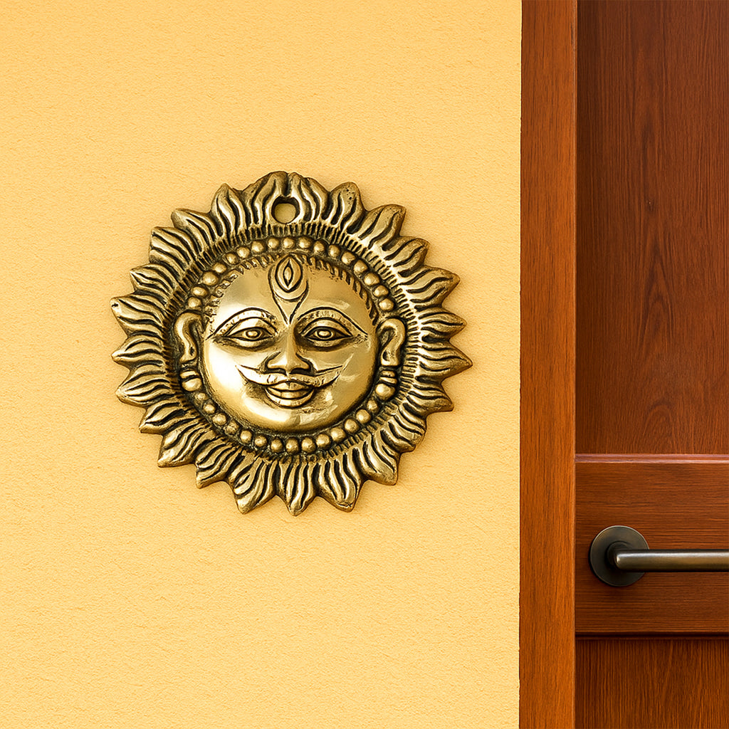 Brass Sun Face Wall Hanging Idol for Vastu  & Home Decor